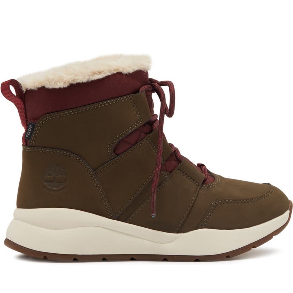 TIMBERLAND Thermolite Lightweight Faux Fur Olive Boots size‎ 9.5